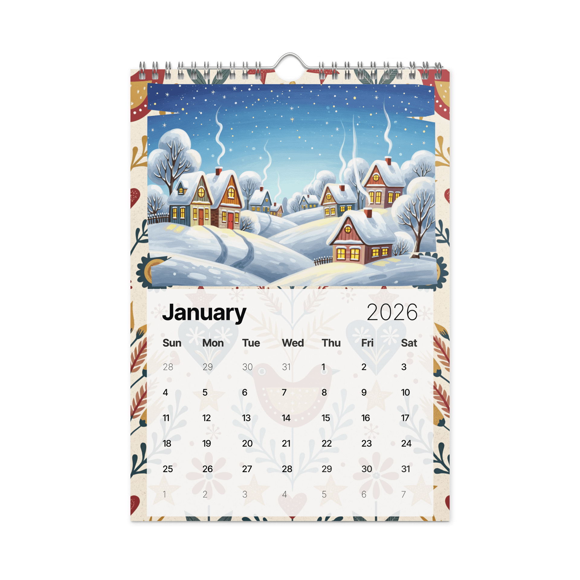Folk Art Wall Calendar 2026 – A Year of Whimsical Traditions and Timeless Beauty product image (6)
