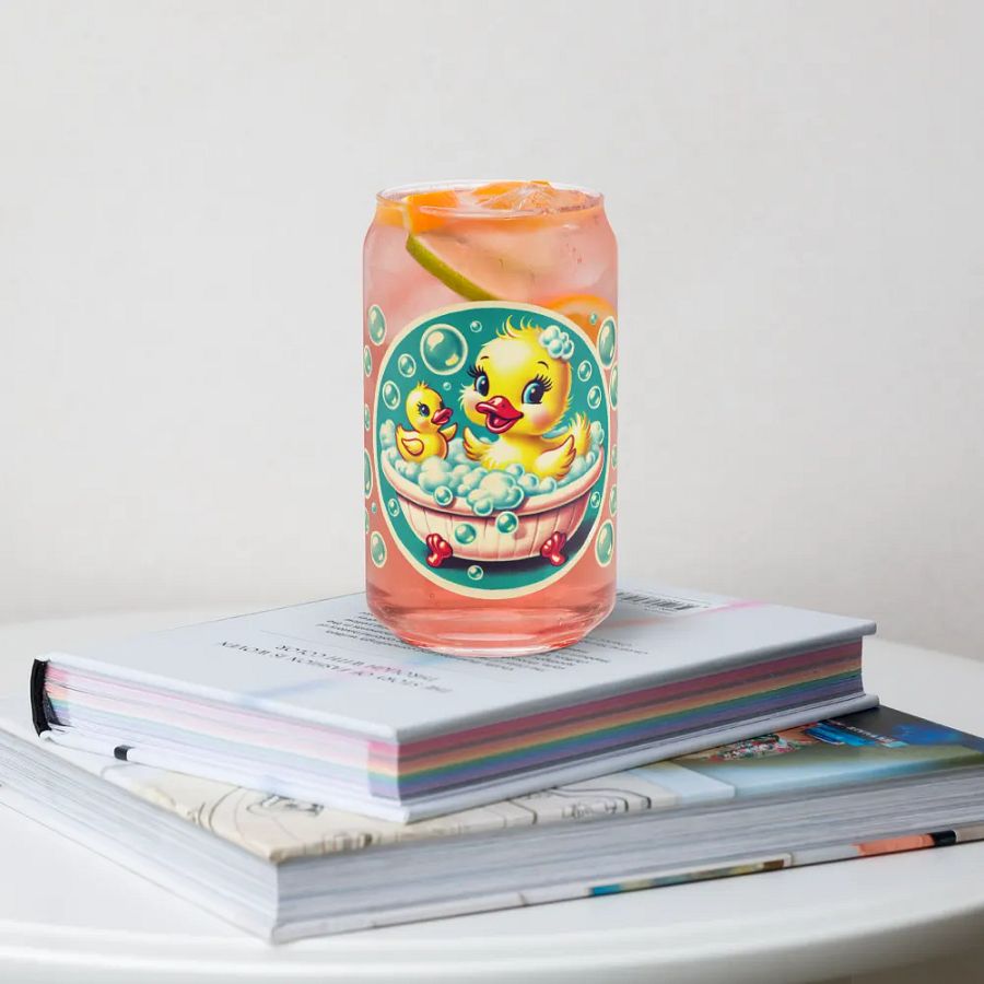 Ducky in a Bubble Bath Glass with Optional Lid and Straw product image (34)
