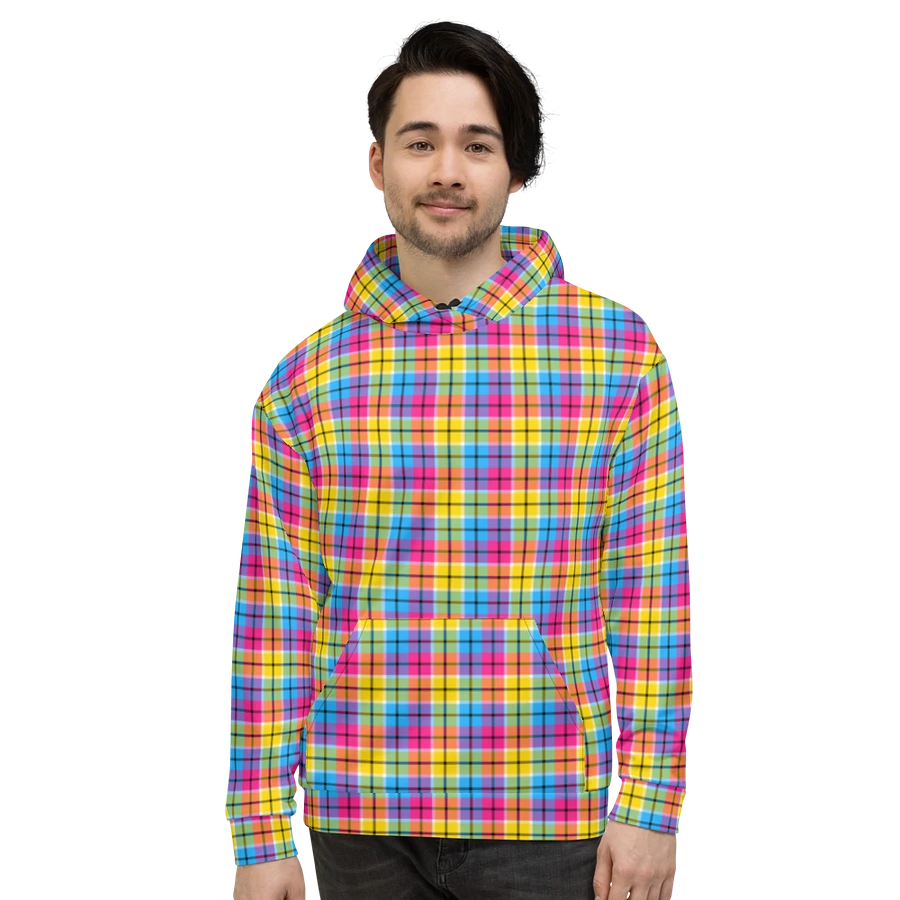 Hot Pink, Turquoise, and Yellow Plaid Hoodie product image (2)