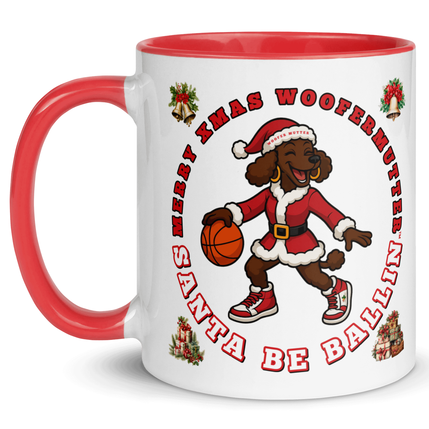 WooferMutter™ Santa Be Ballin Xmas Mug - Poodle Brown product image (9)