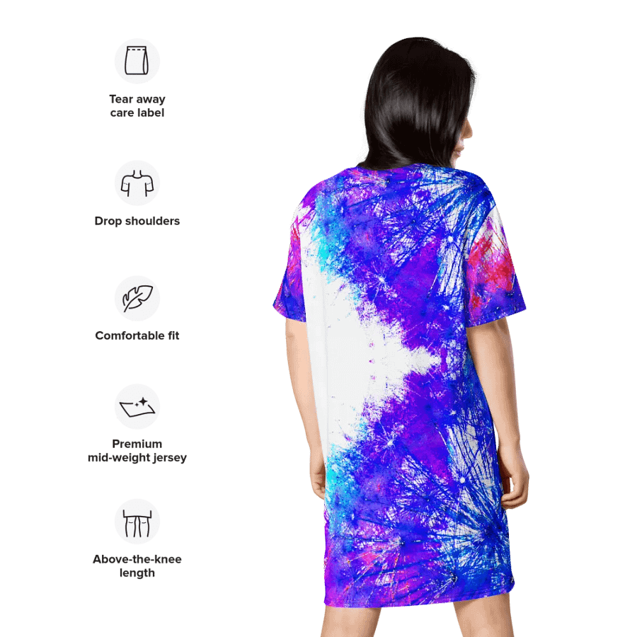 Abstract Bright Neon Dandelion Seeds T Shirt Dress product image (11)