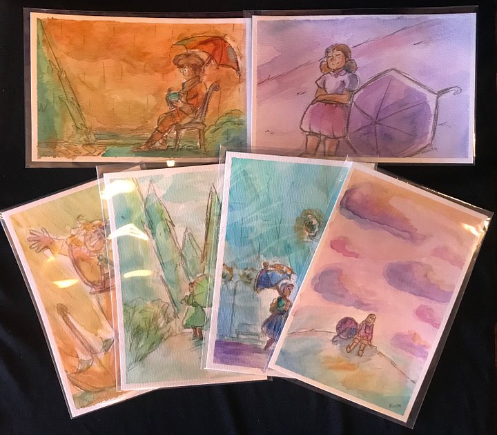 Rainbow Umbrellas Original Watercolors product image (1)