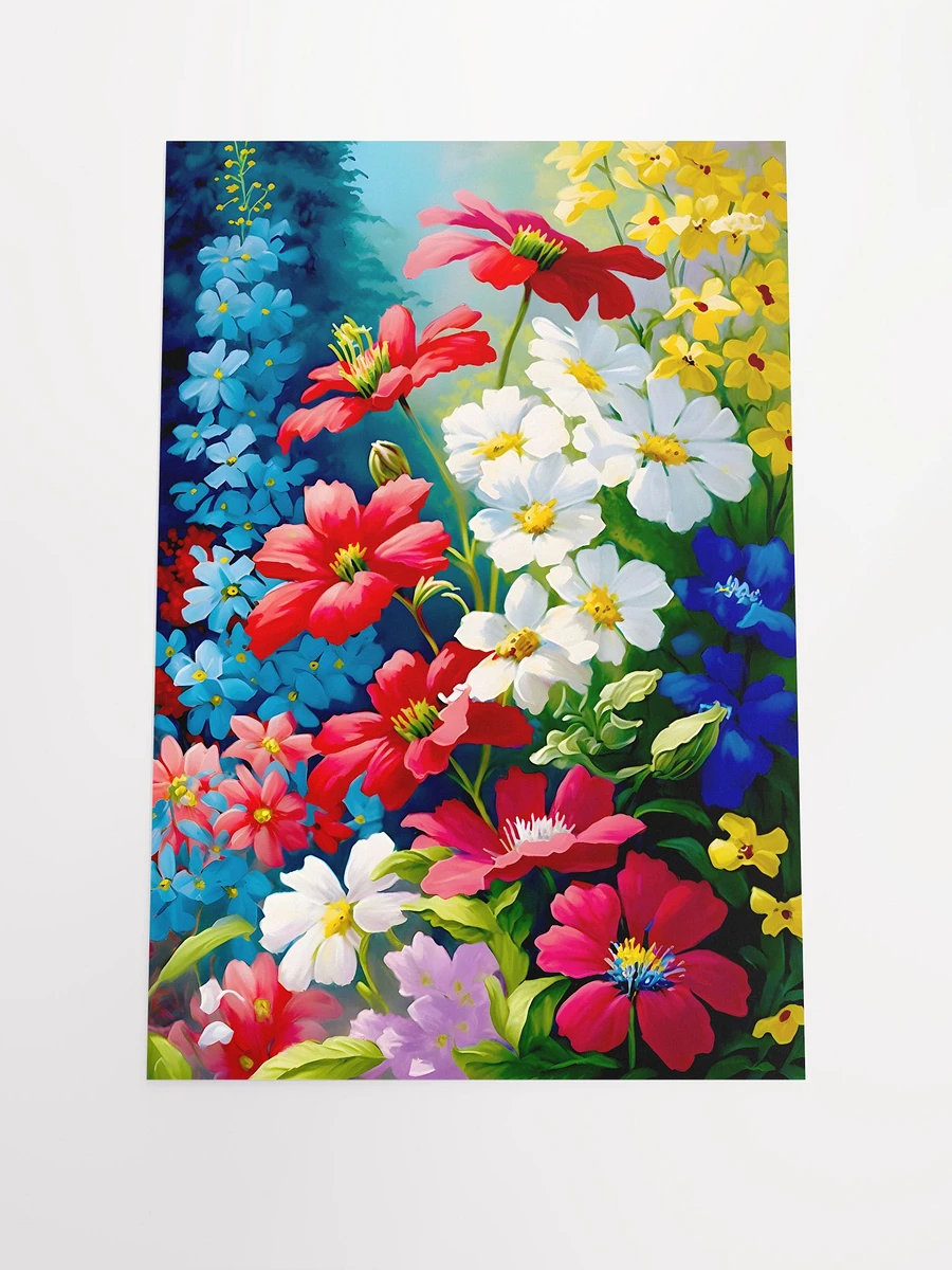 Garden Flowers in Bloom Red White Yellow Blossoms Forget-Me-Nots Matte Poster product image (3)