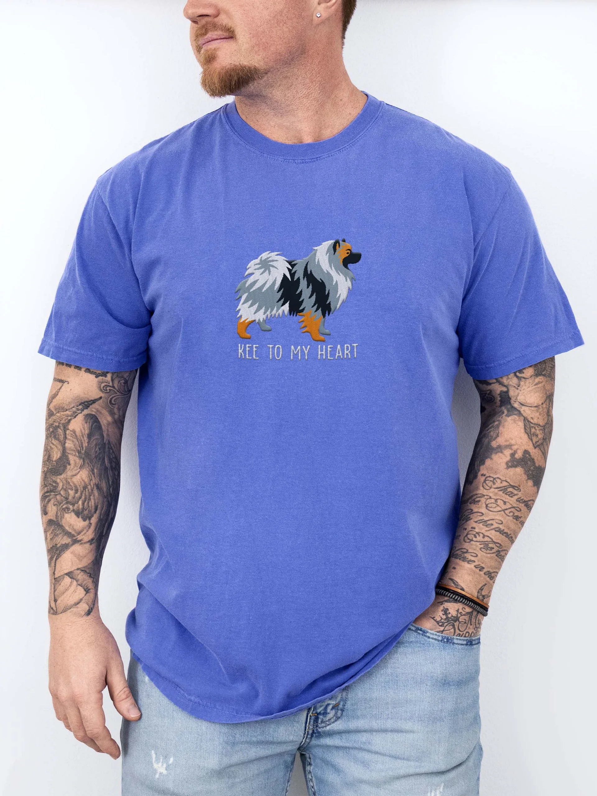 Kee to My Heart T-Shirt(Embroidered) of a Keeshond(Brownish Gray) product image (2)