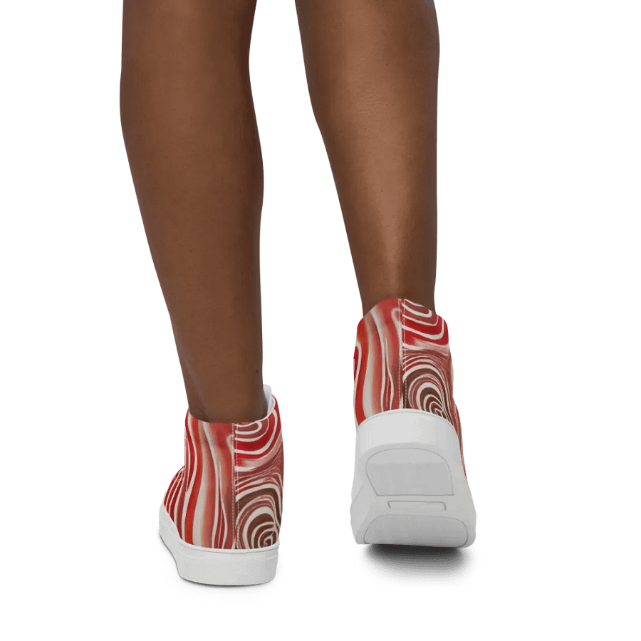 Funky Red Liquid Tie-Dye Explosion Women's High-Top Canvas Shoes product image (4)