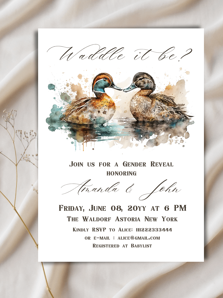 Waddle it Be Mallard Duck Gender Reveal Invitation product image (6)