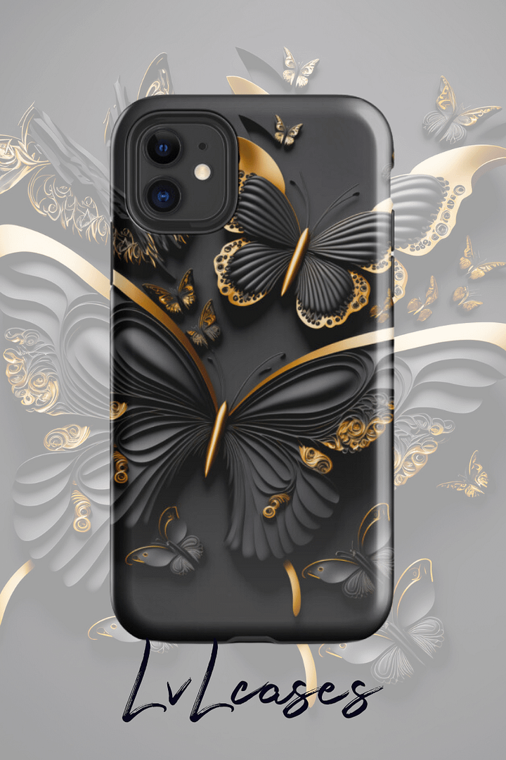 Black Butterflies Tough iPhone Case product image (2)