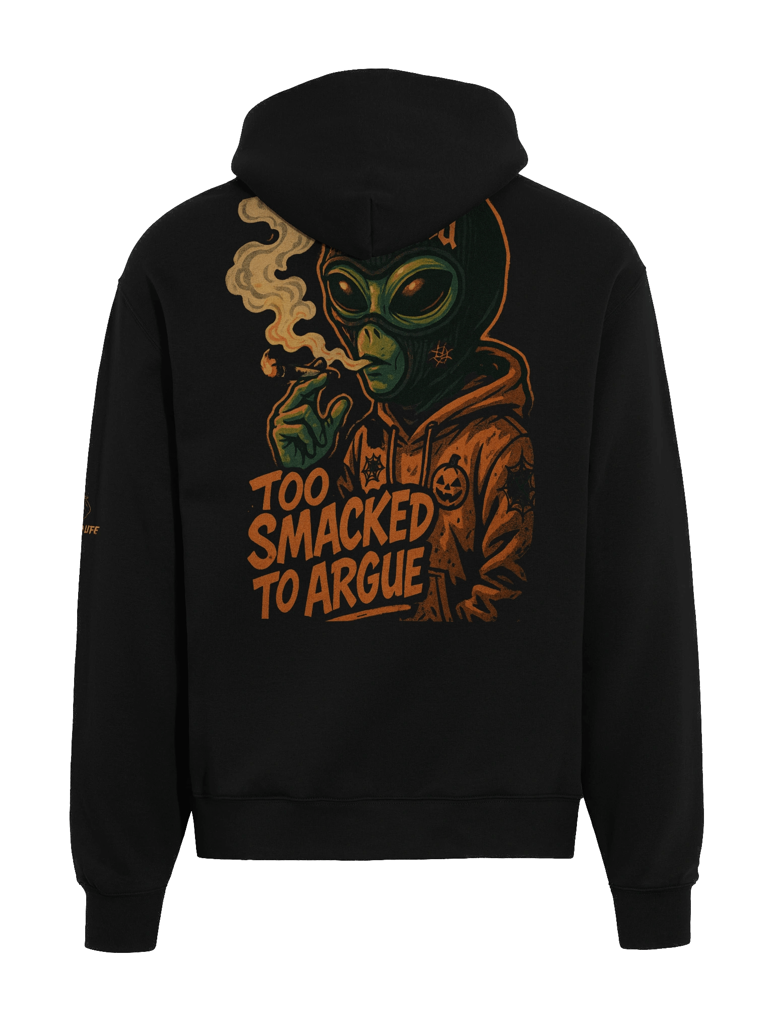 Too Smacked to Argue – Orange Alien in Ski Mask Oversized Unisex Hoodie product image (17)