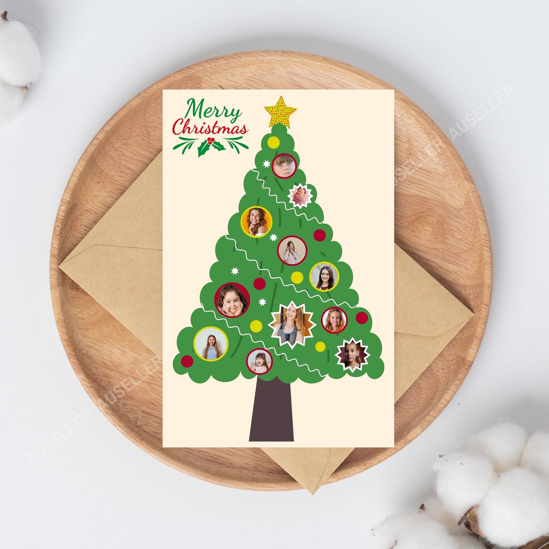 Christmas Tree With Photo Portraits Card Template product image (3)