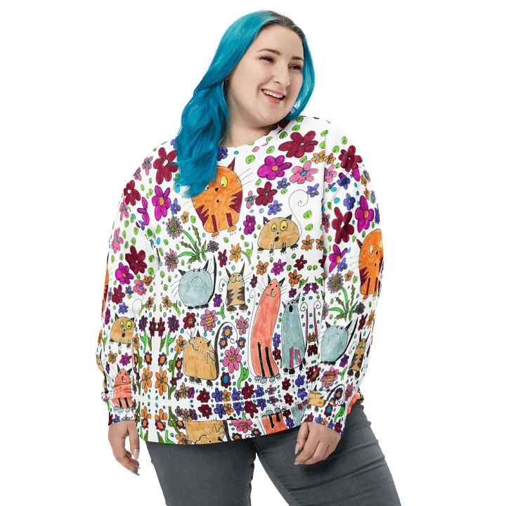 Abstract Floral Doodle Art Cats Unisex Sweatshirt product image (2)