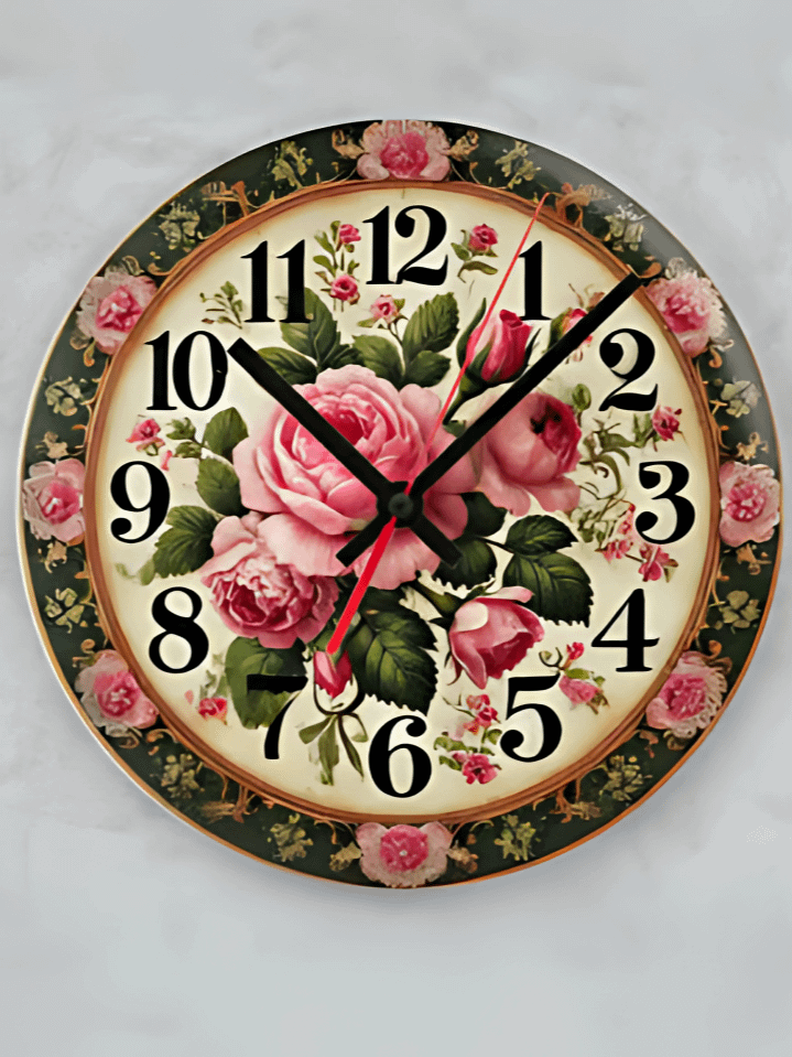 Elegant European Rose Wall Clock PNG – Sophisticated Floral Design for Sublimation – Instant High-Quality Download (300 DPI) product image (1)