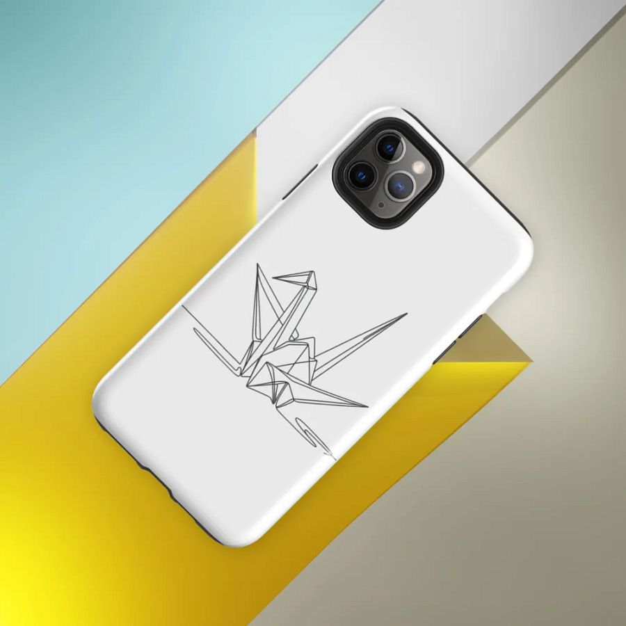 Origami Crane Line Art Design Tough iPhone Case product image (40)