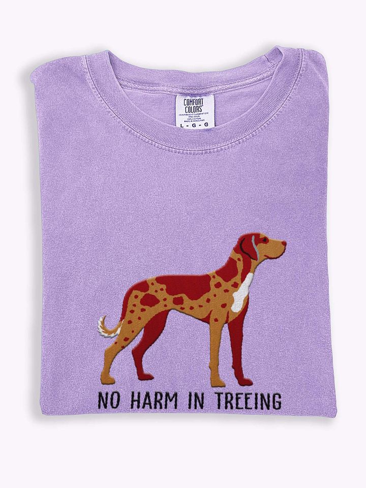 No Harm Treeing T-Shirt(Embroidered) of a Catahoula Leopard Dog(Red Leopard) product image (1)