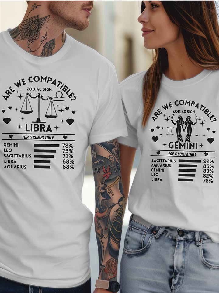 Libra Zodiac Sign Romantic Compatibility T-Shirt - Bella Canvas 3001 Unisex Staple T-Shirt - Light Colors product image (2)