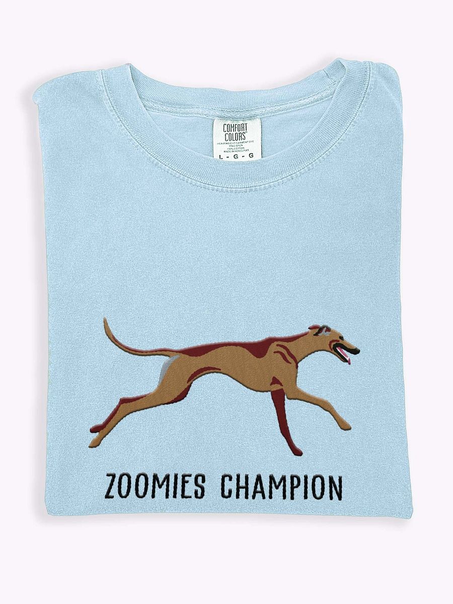 Zoomies Champion T-Shirt(Embroidered) of a Greyhound product image (1)