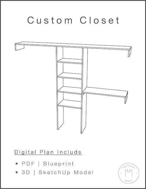 Bedroom Closet - Woodworking Plans and 3D SketchUp Model product image (1)