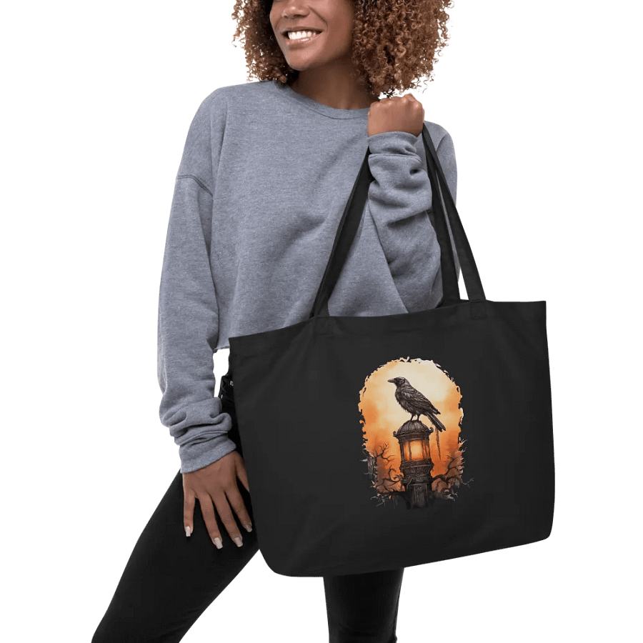 Crow's Nightlight: Eco-friendly organic cotton twill tote bag product image (5)