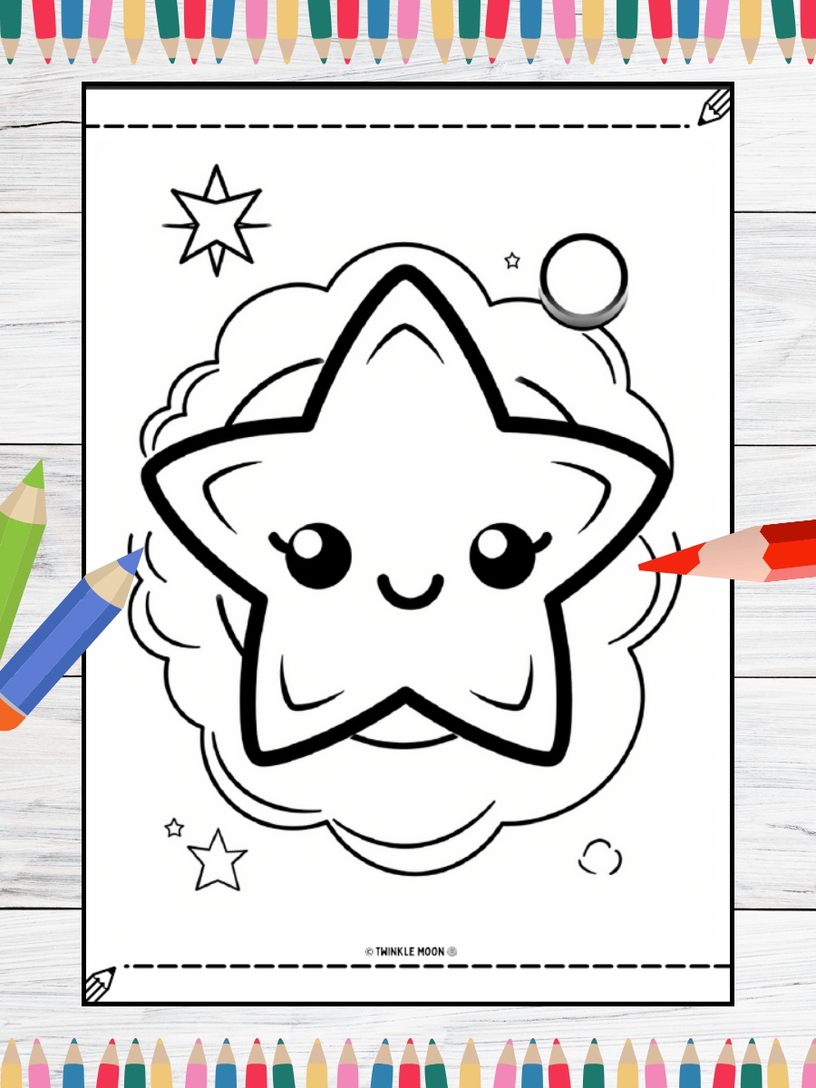 20 Cute Kawaii Space Coloring Pages#3 (PDF Coloring Pages) product image (5)
