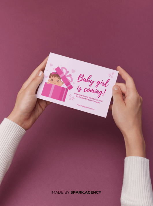 Pink Illustrative Baby Shower Card product image (2)