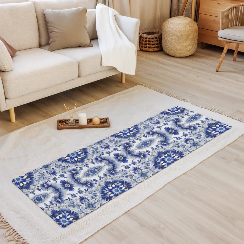 Yoga Mat with Intricate Blue and White Floral Pattern product image (1)