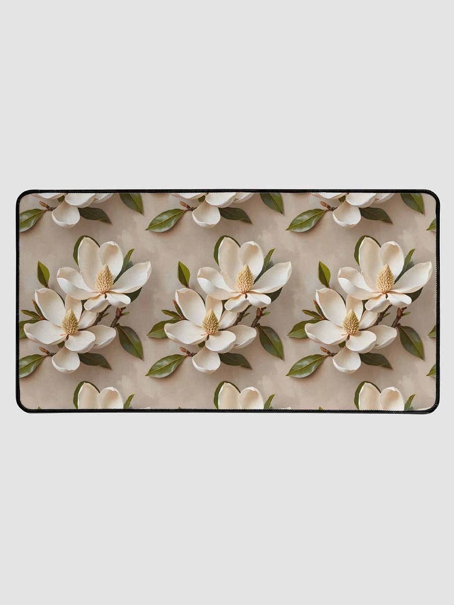 Desk Mat (31.5x15.5 inches) - Magnolia Pattern on a Painted Beige Background product image (1)