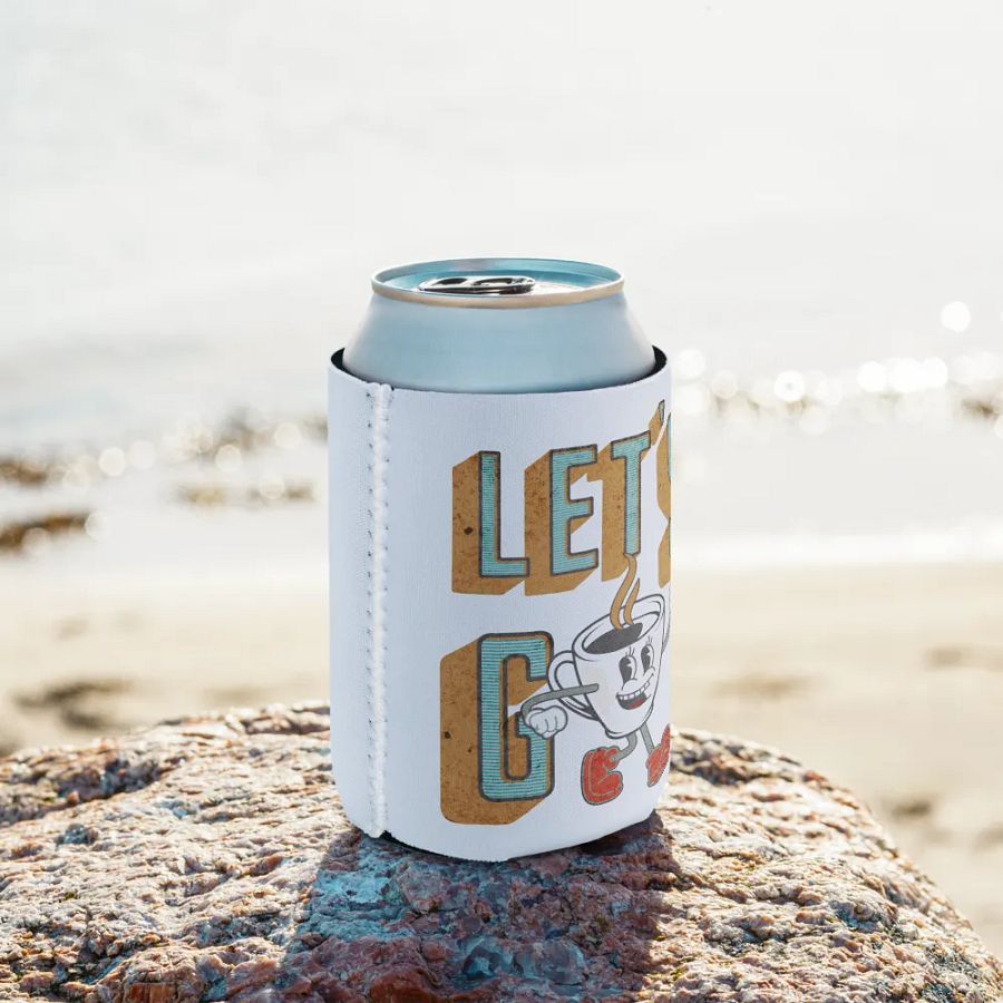 Lets Go Coffee Mascot Cheerful Coozie Can Cooler product image (9)