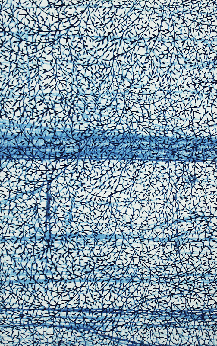 Tessuto Wax Indigo Yoruba - Design Foglioline - cod.602/B product image (1)