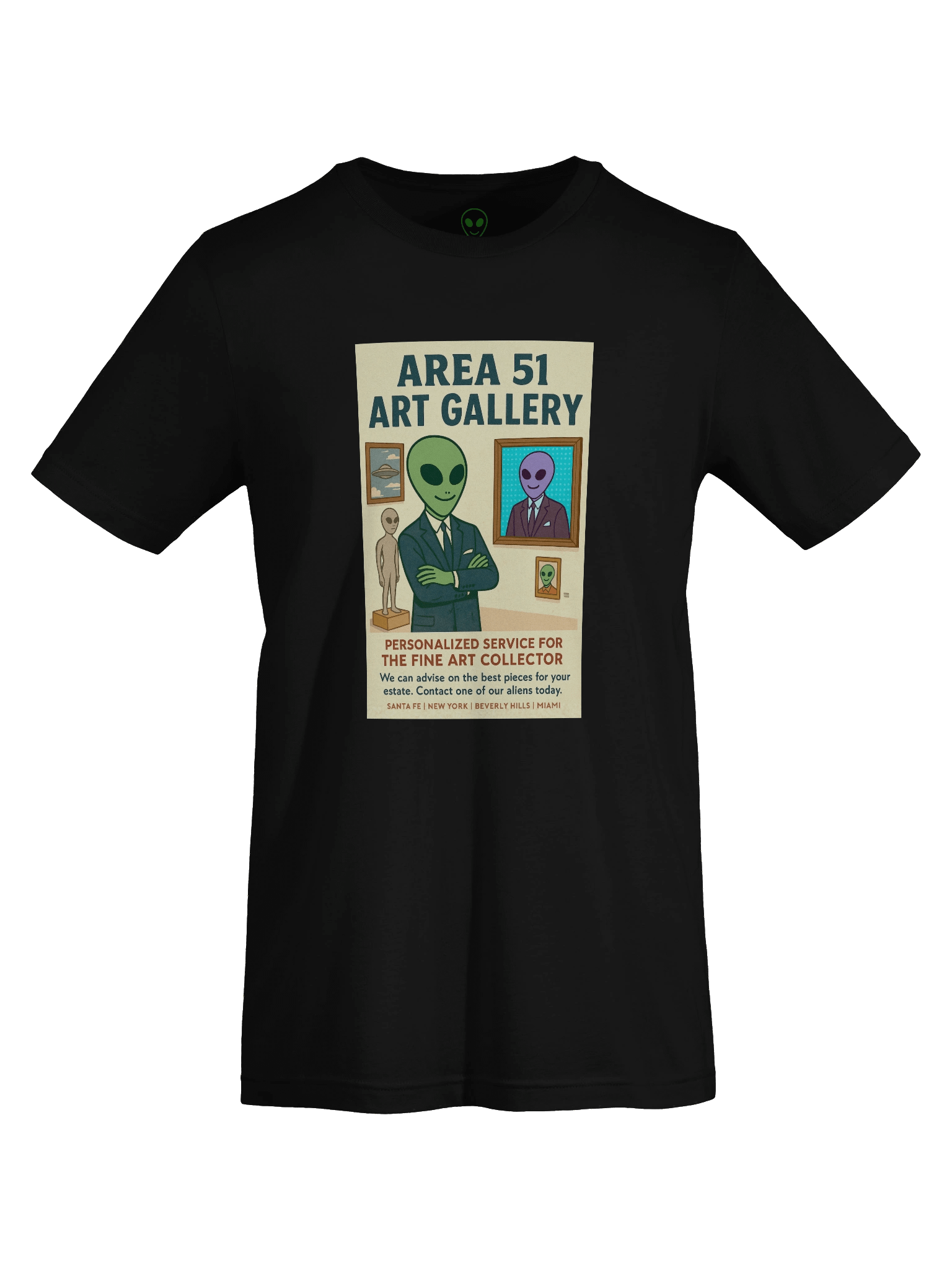 Area 51 Santa Fe Art Gallery Roswell Aliens 1950's Retro Poster Unisex T-Shirt product image (7)