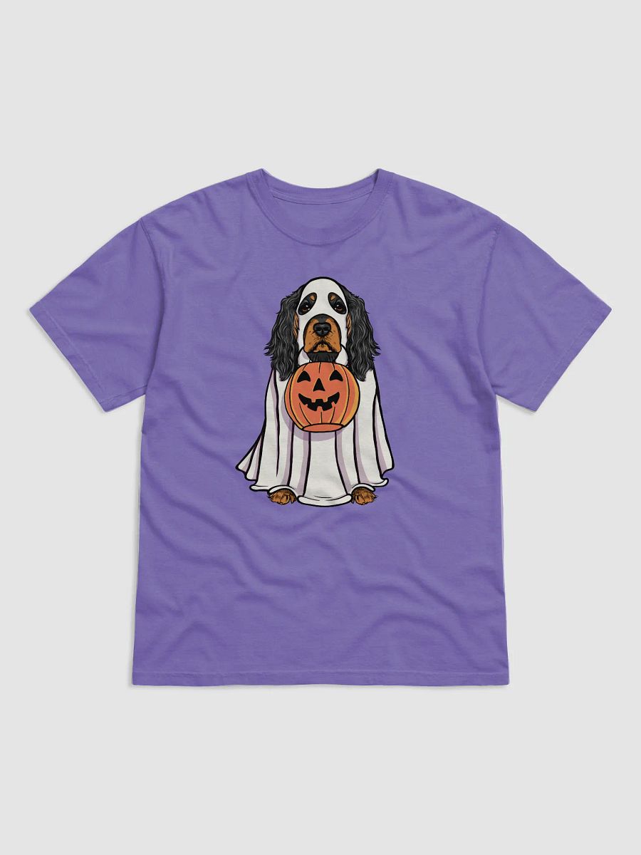 Funny Halloween Cocker Spaniel(Black & Tan) T-Shirt | Funny Cocker Spaniel Wearing a Ghost Costume and Holding a Pumpkin Basket product image (23)