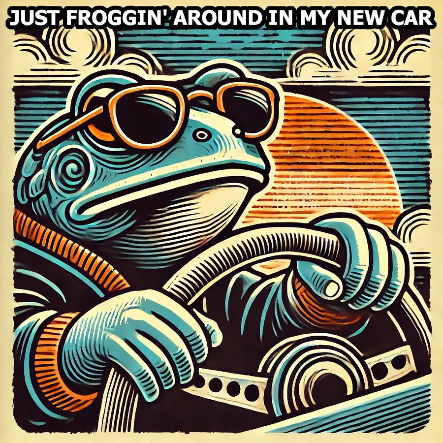 Frog Driving Car Plastic Meme Art Work product image (3)