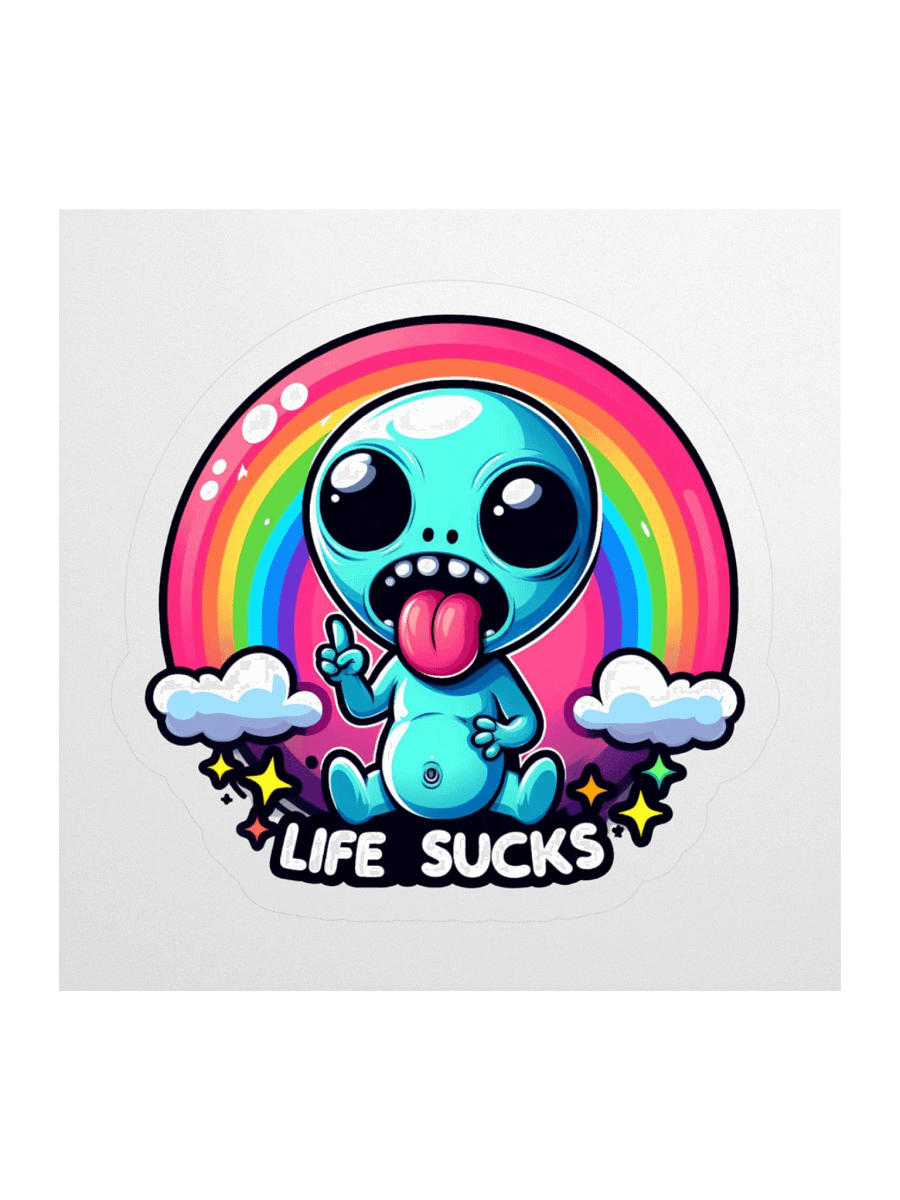 Life Sucks Rainbow Alien Sticker product image (1)