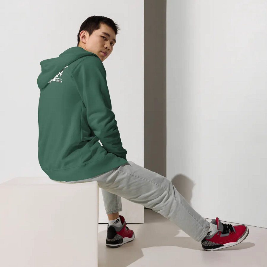 Fleece Zip Up Hoodie - Embroidered - White HApex Gear Black Logo product image (10)