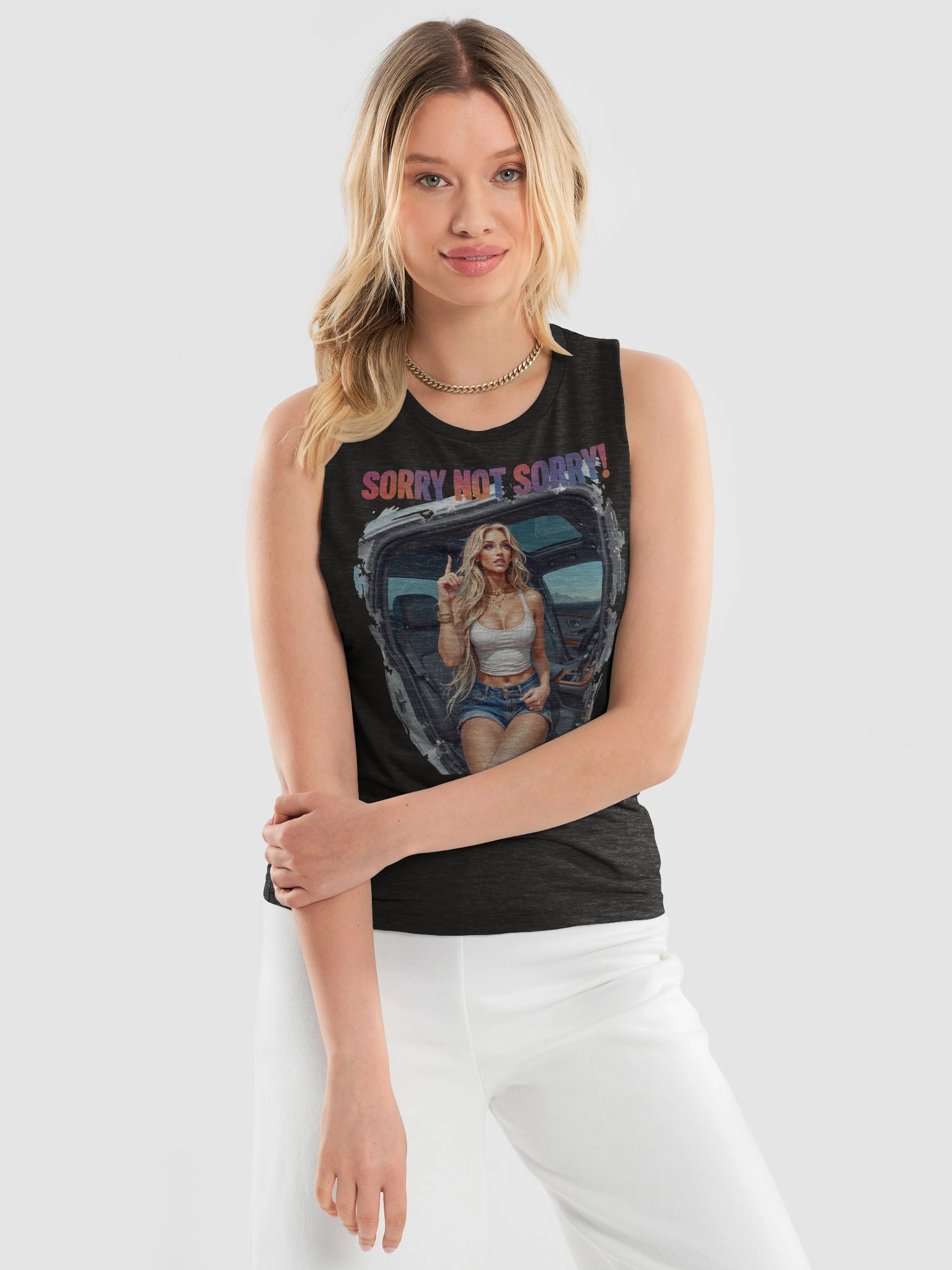 Sorry Not Sorry! Flowy Muscle Tank product image (12)