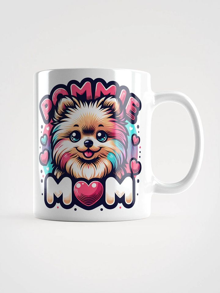 Pommie Mom Ceramic Mug Design with Colorful Pomeranian and Hearts product image (2)