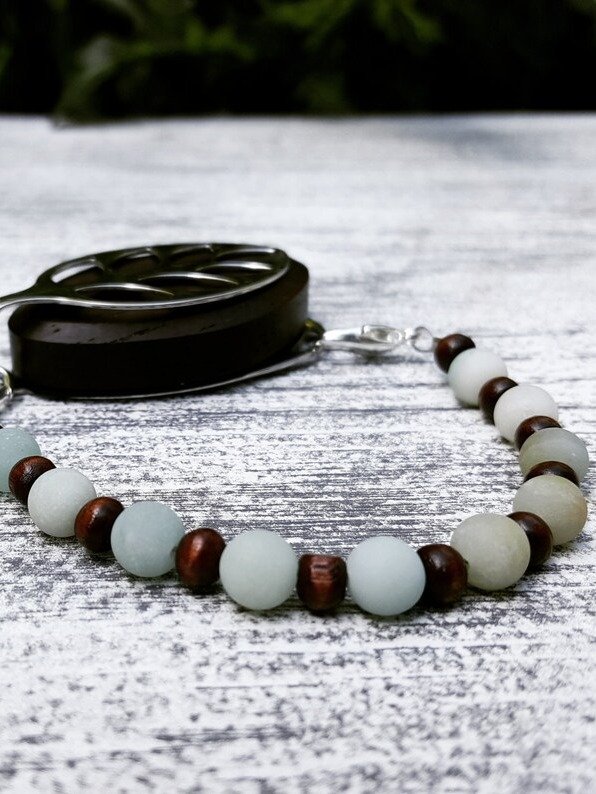 Midnight Bracelet | Amazonite & Wood | Handmade Accessory for Bellabeat Leaf Urban & Ivy product image (2)