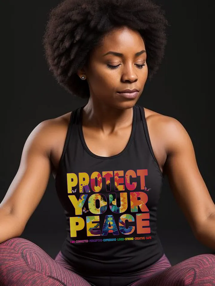 African American Woman Protect Your Peace 7 Chakra Meditation Yoga Pose Spirituality Tank Top product image (2)