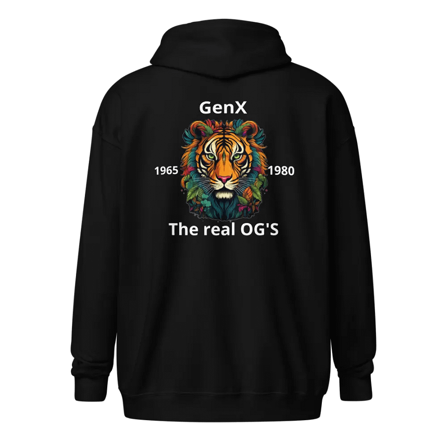 "Tiger's Botanical Bliss GenX Zip Hoodie – Bold Tiger & Floral Design, Stylish Streetwear!" product image (9)