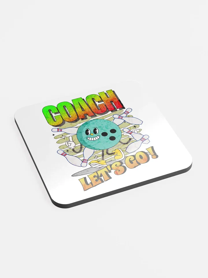 Retro Mascot Coach Bowling Excited Cork Coaster product image (2)