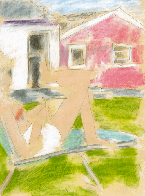 Woman writing 1986 print product image (1)