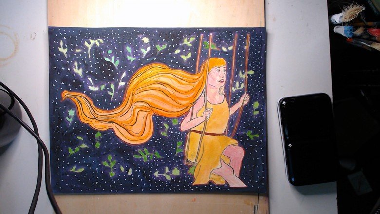 Swing Mixed Media Painting A4 size product image (1)