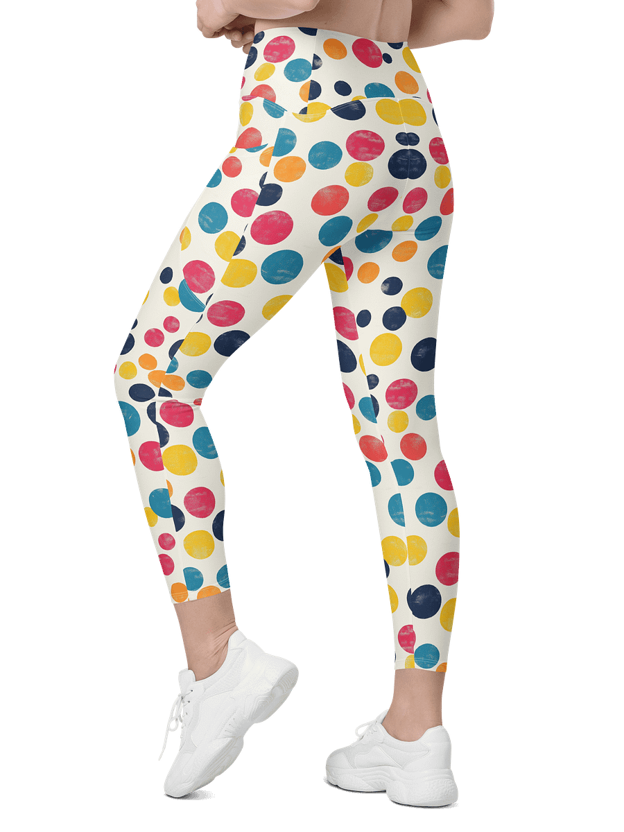 Polka Dot Illusion Vintage Retro Crossover Leggings with Pockets product image (7)