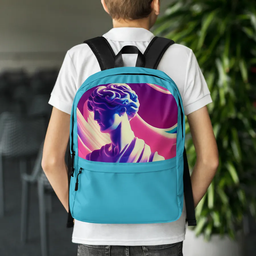Greek God retrowave city Pop backpack Sky Blue product image (11)