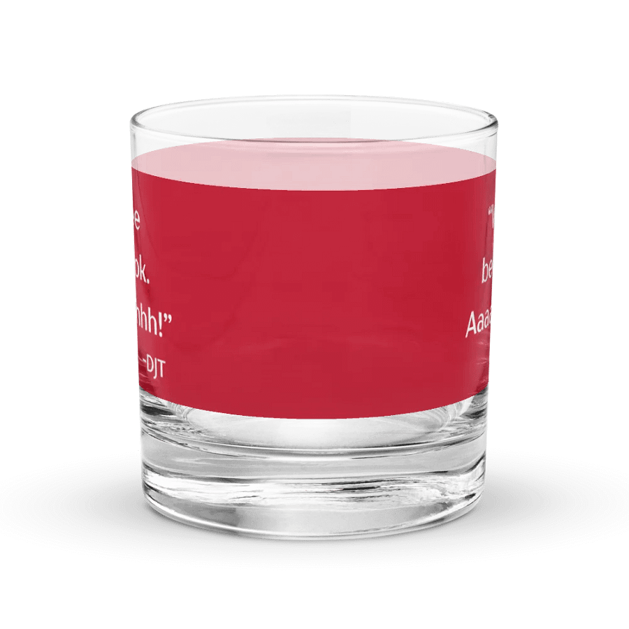 We Ree Bee Dook - Dumb Trump Quote #4 on Red Chromatic Rocks Glass product image (2)