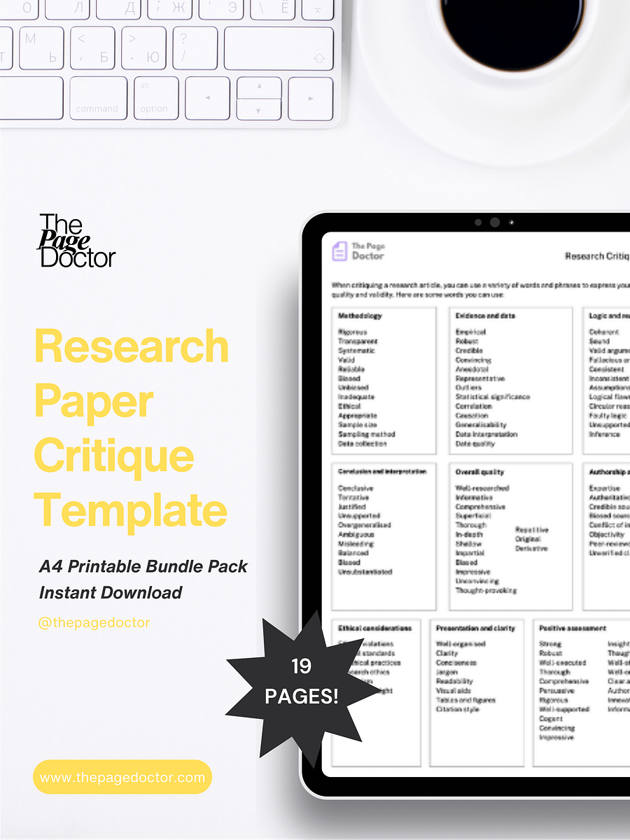 Research Paper Critique Template product image (1)