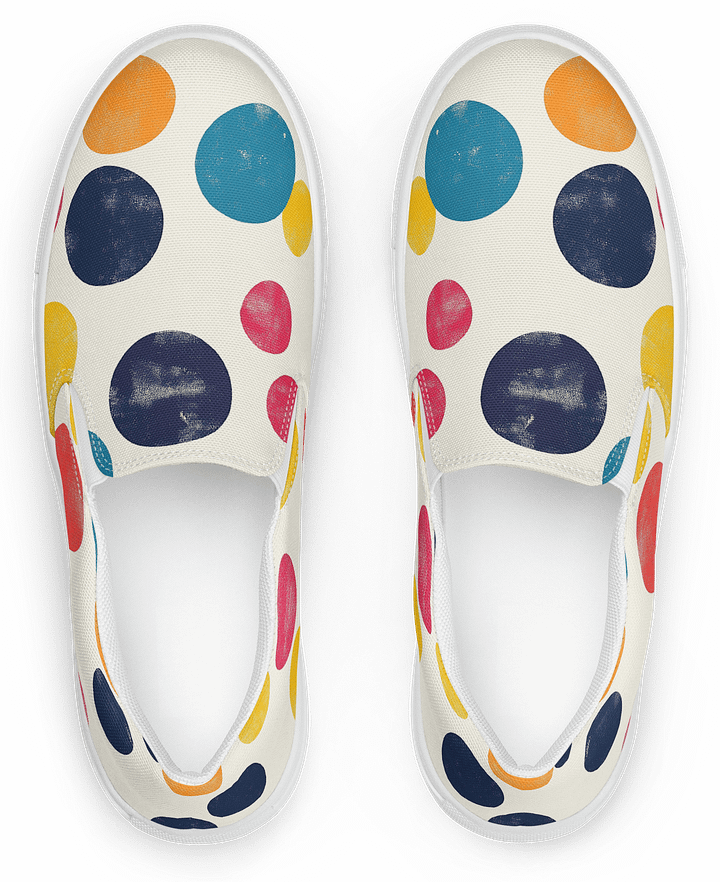 Polka Dot Illusion Vintage Retro Women's Slip-On Canvas Shoes product image (1)