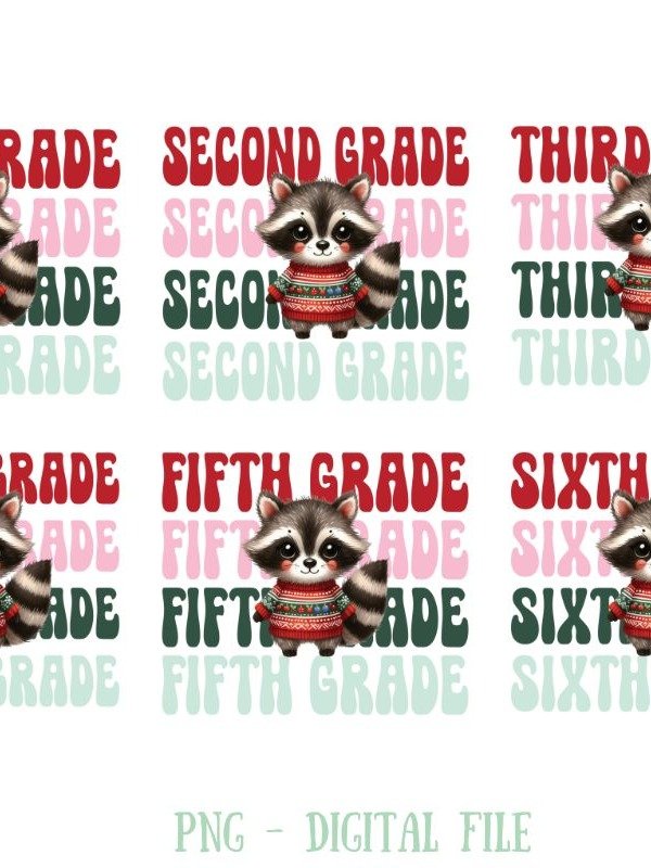 Christmas Raccoon Teacher sublimation bundle product image (1)