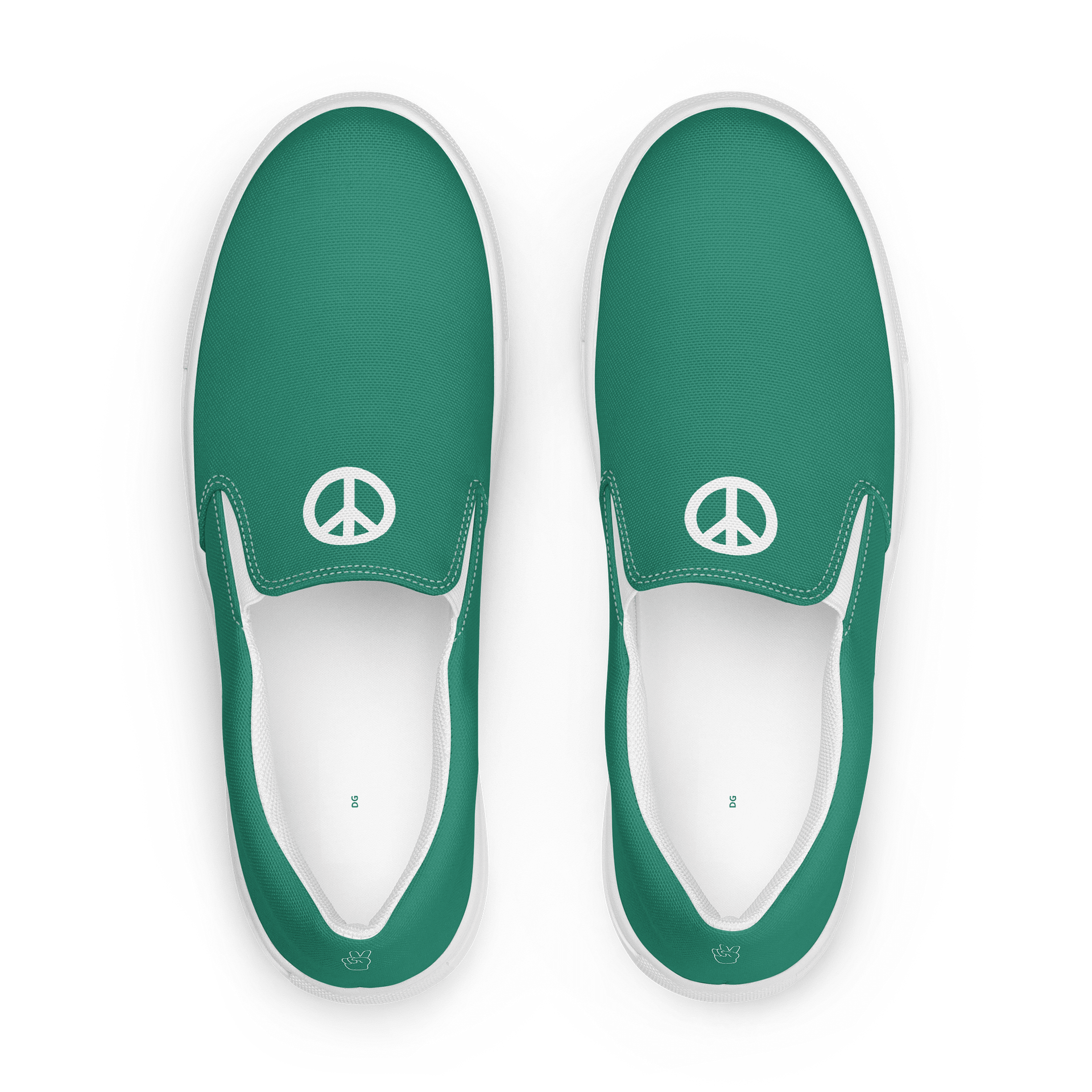 Teal Peace Sign Women's Canvas Slip-Ons product image (1)