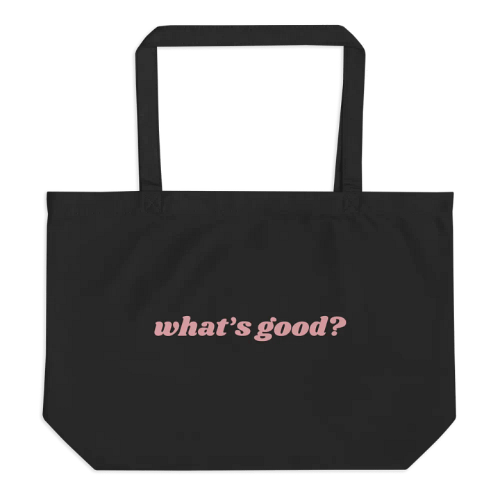 Organic Cotton "What's Good?" Tote Bag (Black/Pink) product image (1)