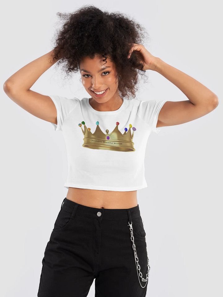 Queendom Beautiful Women Gemstone Crown Crop Tee/White (TM) product image (1)
