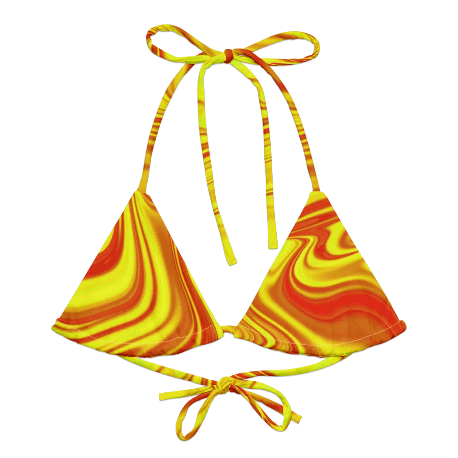 Padded String Bikini Top - Yellow and Red Digital Fluid Art product image (5)